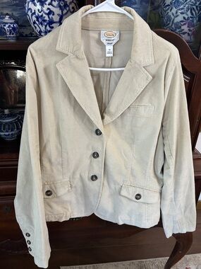 Talbots Light Cream Corduroy Blazer Jacket size 14 EUC
